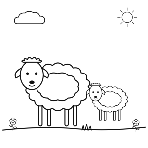 Oaie pufoasă și mielușelul ei