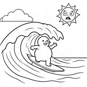 Om de zăpadă făcând surf