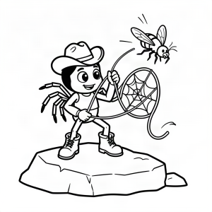 Păianjen cowboy prinzând o muscă cu lasoul