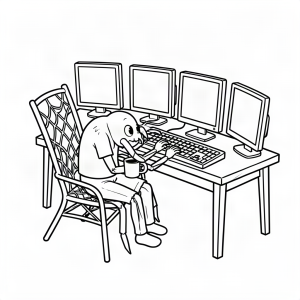 Păianjen programator la computer