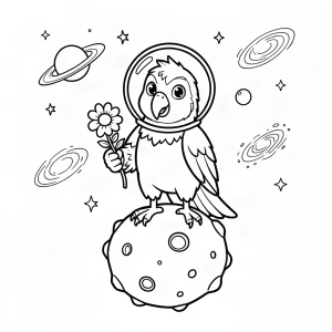 Papagal astronaut pe un asteroid
