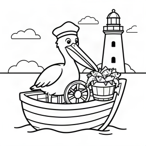 Pelican marinar la cârma bărcii