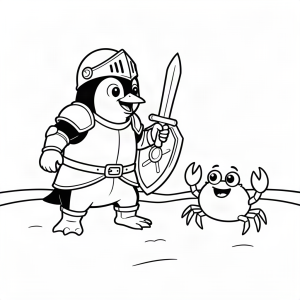 Pinguin cavaler luptându-se cu un crab