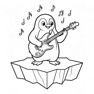 Pinguin chitarist pe aisberg