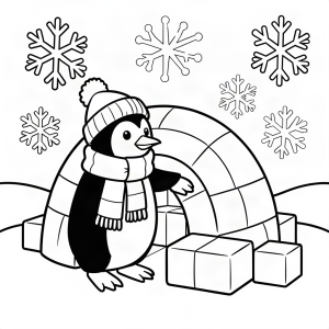 Pinguin construind un iglu