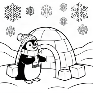 Pinguin construind un iglu