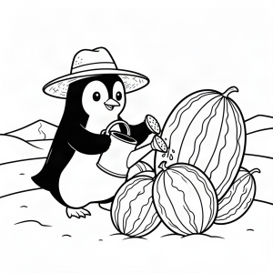 Pinguin cultivator de pepeni în deșert