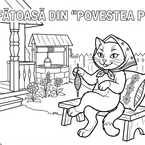 Pisica Sfătoasă din "Povestea porcului" - Imagine de Colorat pentru Copii