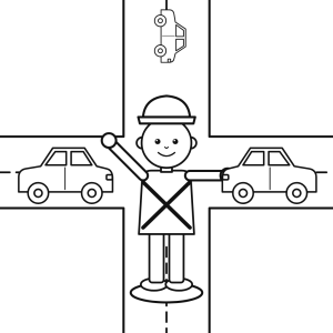 Polițistul de circulație dirijează traficul