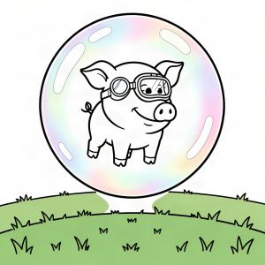 Porc zburând într-un balon de săpun uriaș