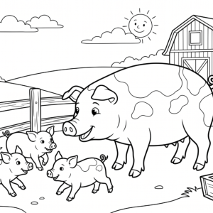 Porci de Colorat: Familie la Fermă