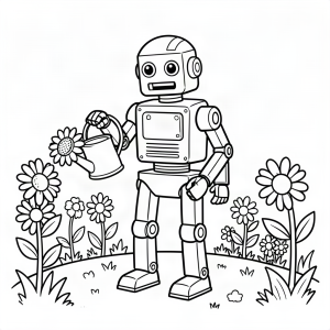 Robot mecanic udând florile