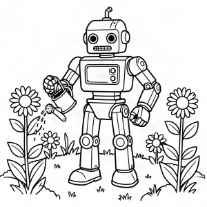 Robot mecanic udând florile