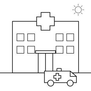 Spitalul orașului cu ambulanța