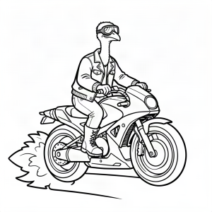 Struț motociclist pe o rachetă