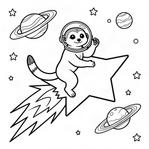 Suricată astronaut pe o stea căzătoare