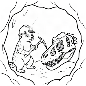 Suricată miner găsind un dinozaur