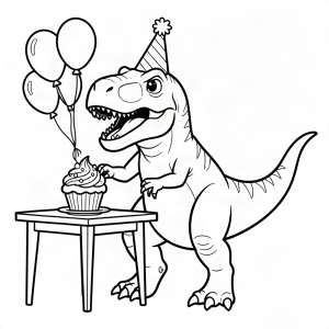 T-Rex încercând să mănânce o brioșă mică