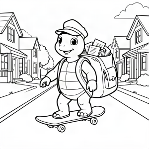 Țestoasă poștaș pe skateboard