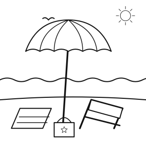 Umbrelă de plajă și șezlong
