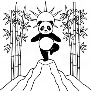 Urs panda făcând yoga pe o stâncă