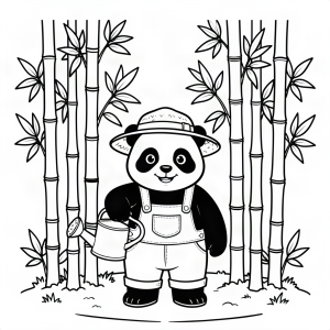 Urs panda fermier cultivând bambus gigant