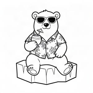 Urs polar savurând o băutură tropicală