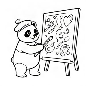 Ursuleț panda pictor de artă modernă