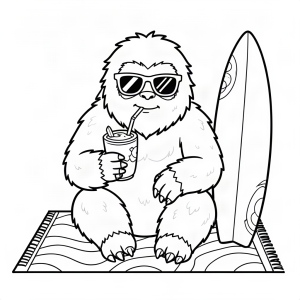 Yeti la plajă bând dintr-o nucă de cocos