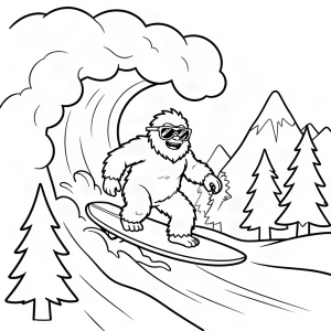 Yeti surfer pe un val de avalanșă