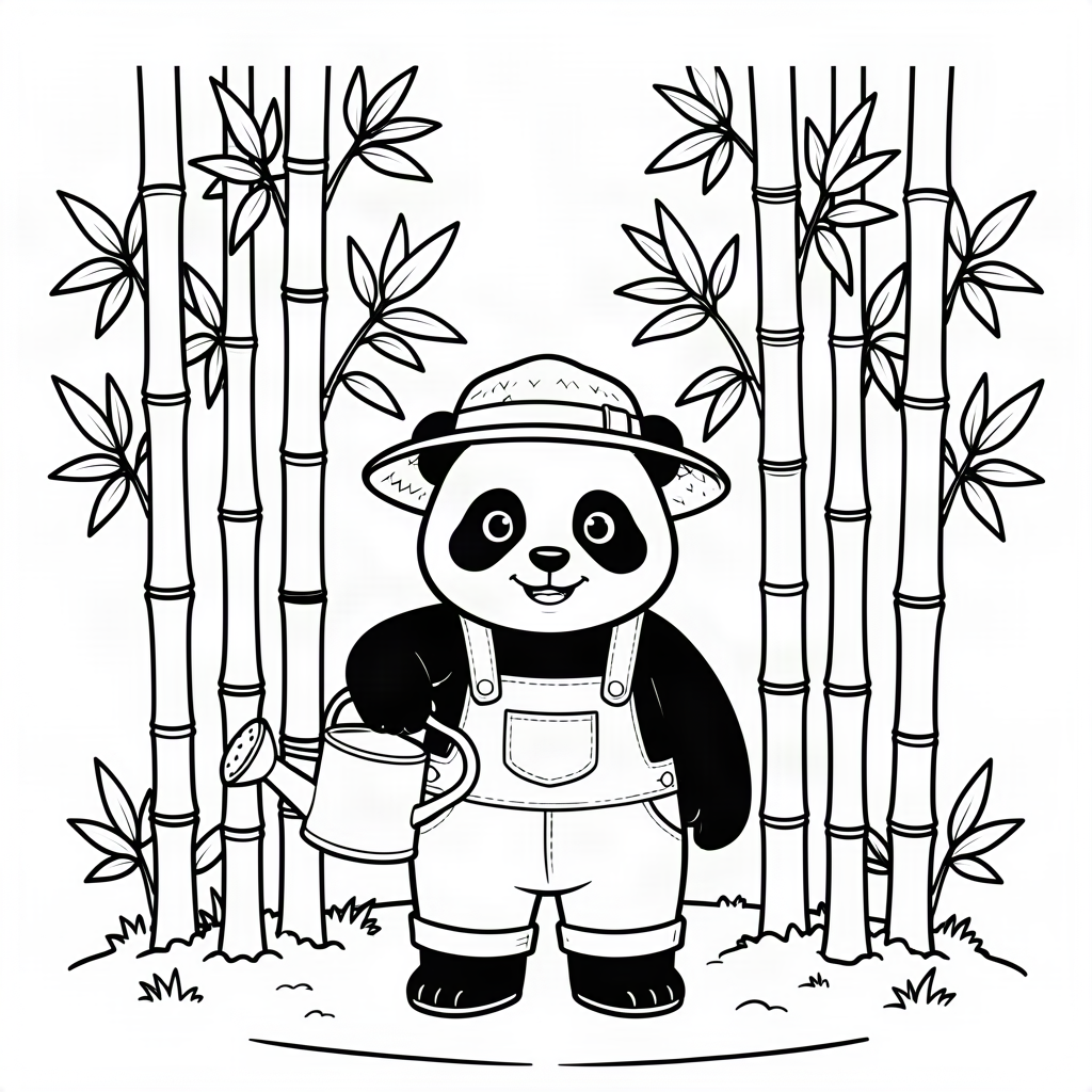 Urs panda fermier cultivând bambus gigant