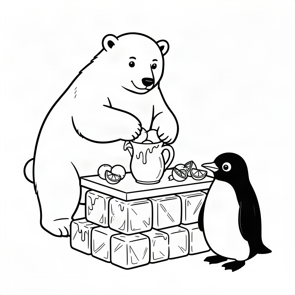 Urs polar vânzând limonadă
