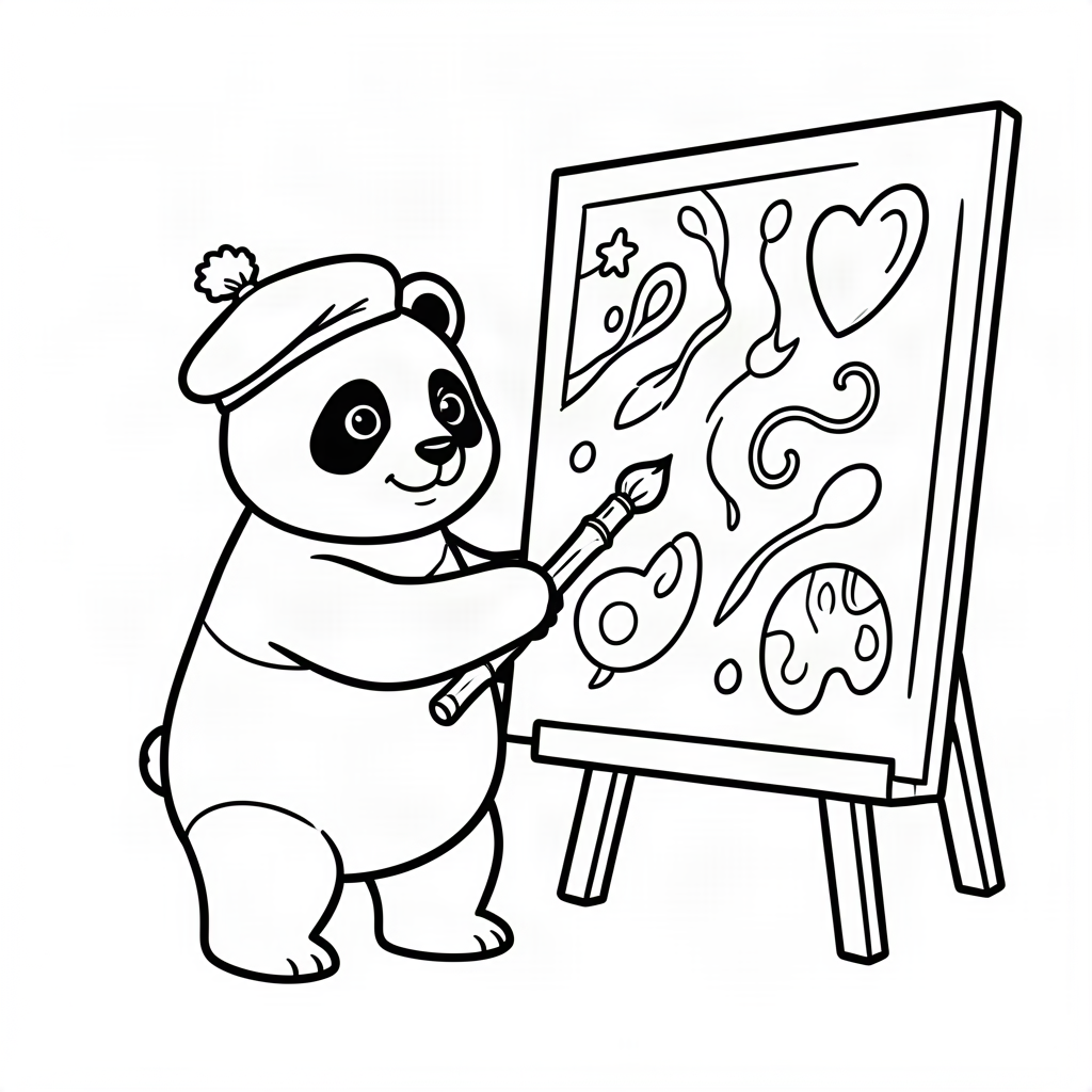 Ursuleț panda pictor de artă modernă