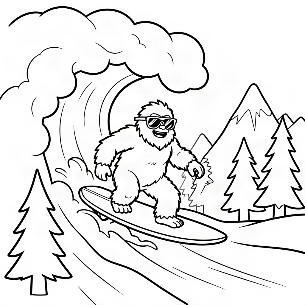 Yeti surfer pe un val de avalanșă